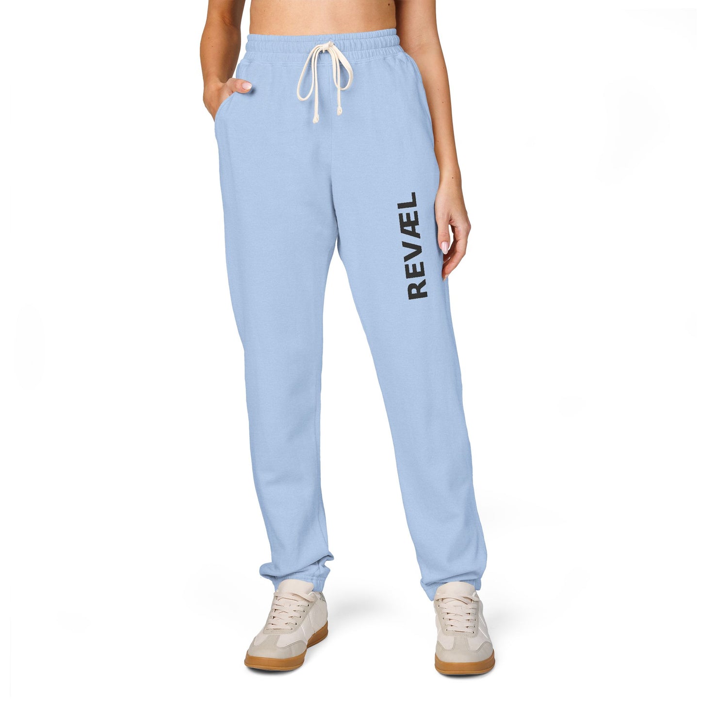 Comfortable Garment-Dyed Fleece Sweatpants with 'REVEL' Print, Unisex Lounge Wear, Perfect for Cozy Days, Gifts, Homewear, Relaxation