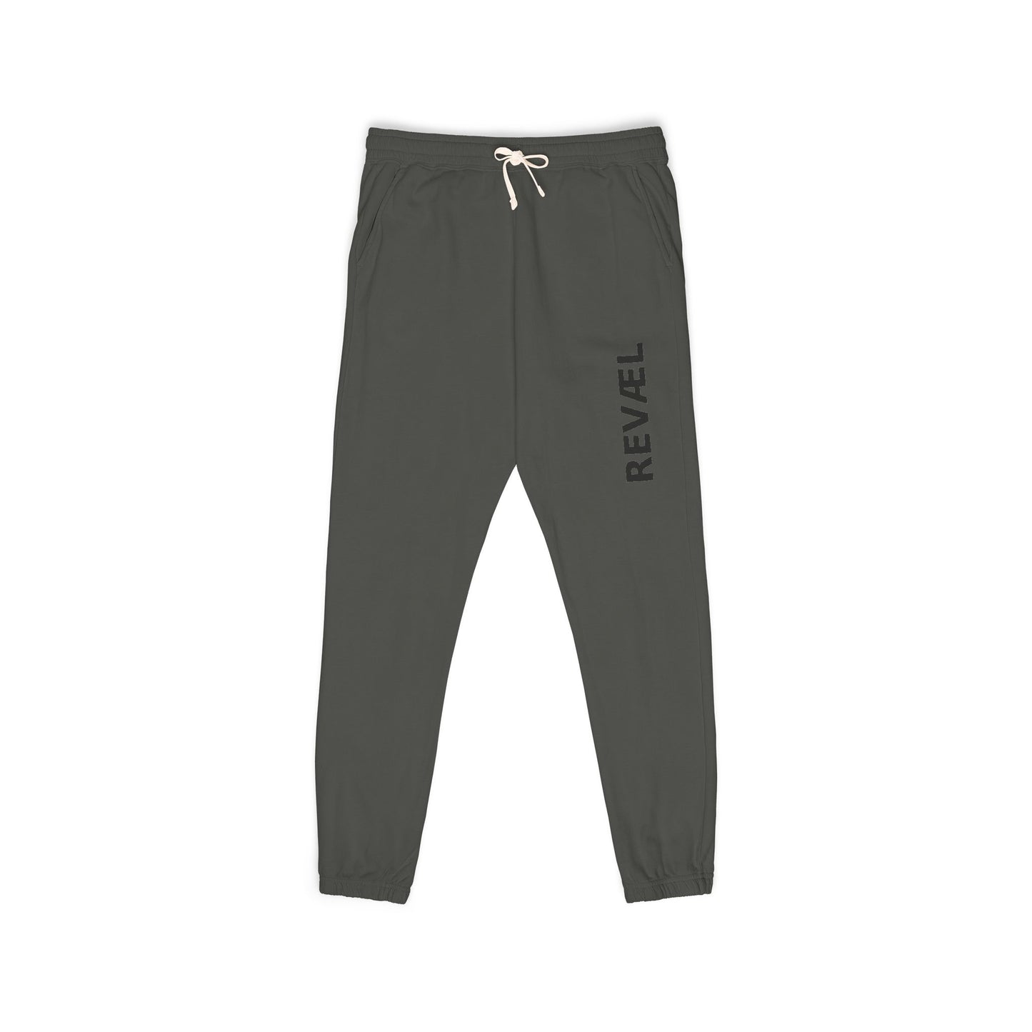 Comfortable Garment-Dyed Fleece Sweatpants with 'REVEL' Print, Unisex Lounge Wear, Perfect for Cozy Days, Gifts, Homewear, Relaxation