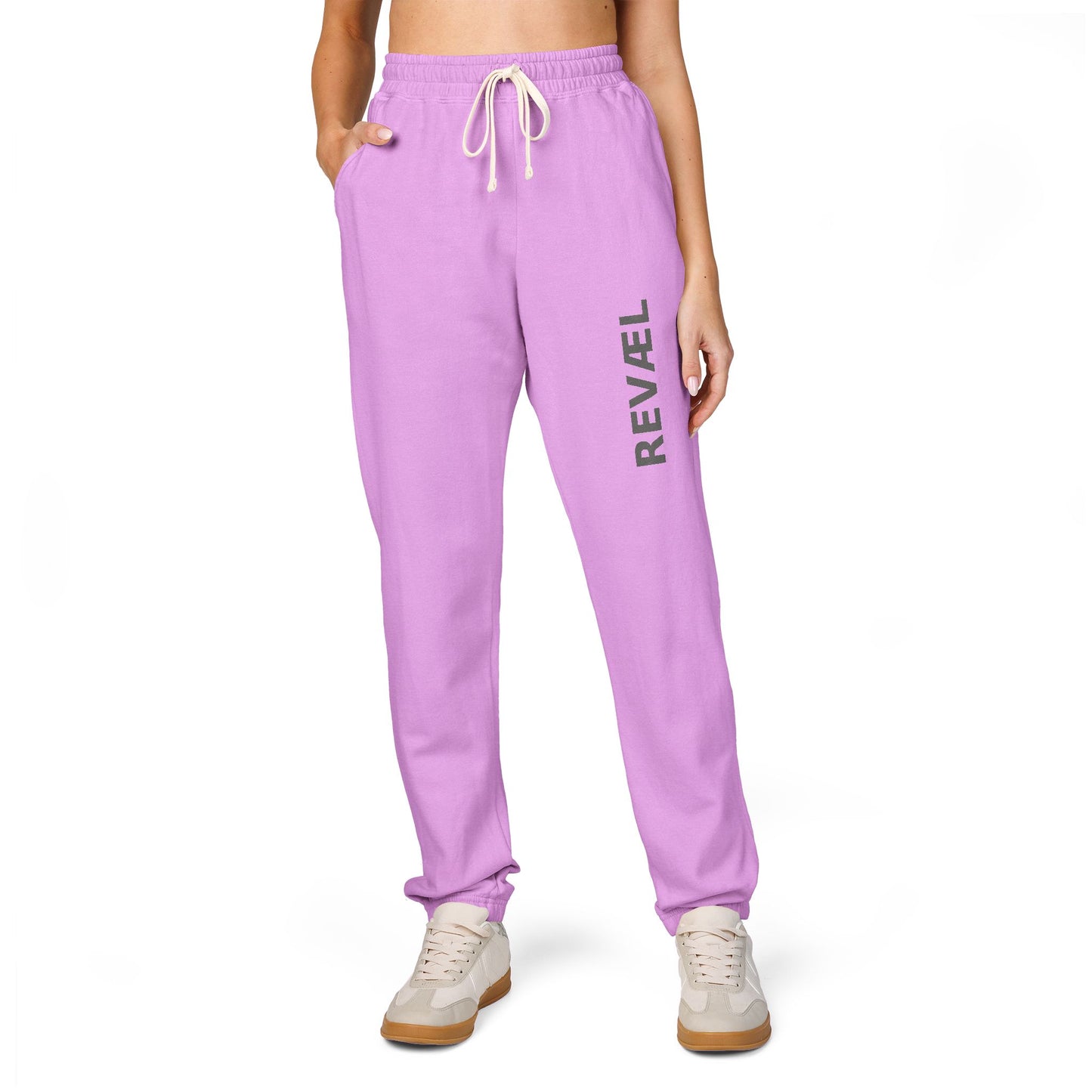 Comfortable Garment-Dyed Fleece Sweatpants with 'REVEL' Print, Unisex Lounge Wear, Perfect for Cozy Days, Gifts, Homewear, Relaxation