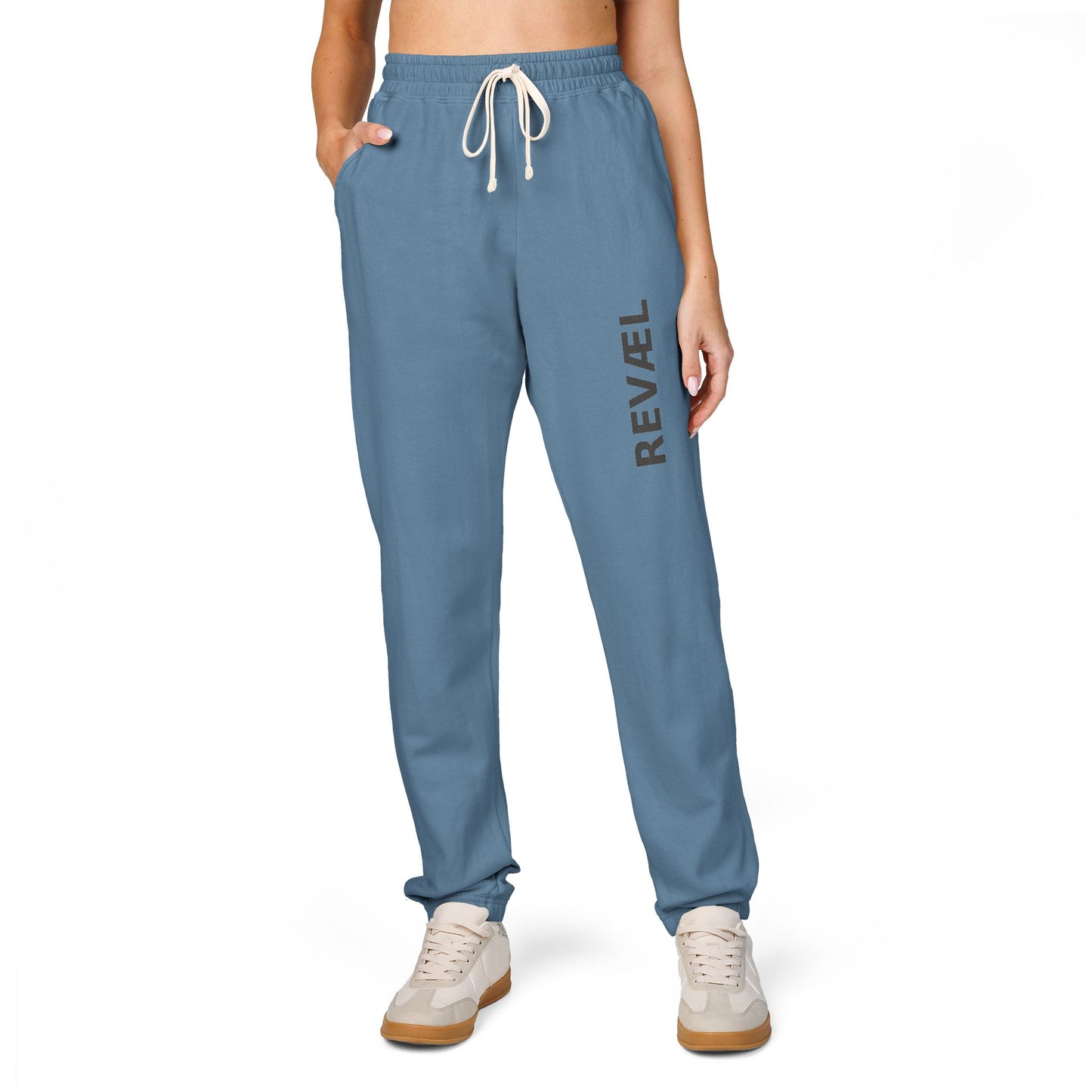 Comfortable Garment-Dyed Fleece Sweatpants with 'REVEL' Print, Unisex Lounge Wear, Perfect for Cozy Days, Gifts, Homewear, Relaxation